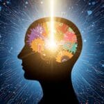 Symbolbild IT-Sicherheit für alle: Menschlicher Kopf mit aktivierten Zahnrädern, die Kreativität und sicheres, neurodiverses Denken in der digitalen Welt darstellen.